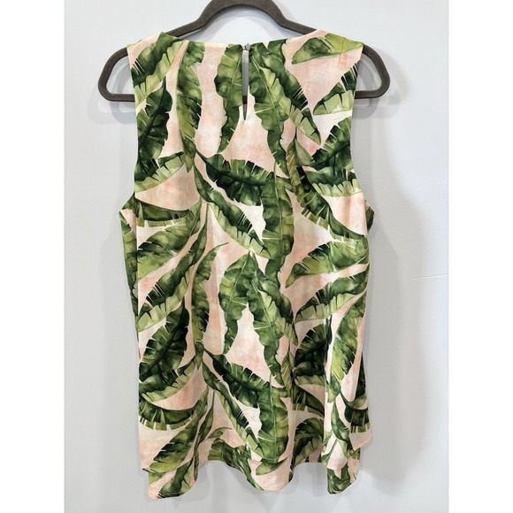 Alex Marie Tropical Banana Leaf Print Sleeveless Blouse Top Size XL Summer - Picture 8 of 8